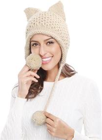 img 1 attached to Winter Beanie Hat with Cute Cat 🐱 Ears and Ear Flap Crochet Design - Bellady