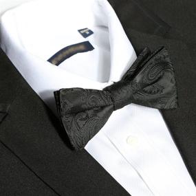 img 3 attached to 🎀 KissTies Classic Black Paisley Bowties