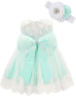 👗 lace baby girl dress: bow dream with headband, butterfly flower applique for wedding party formal events logo