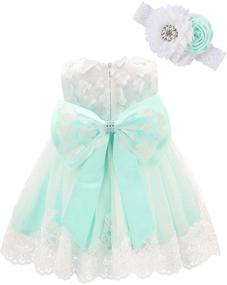 img 1 attached to 👗 Lace Baby Girl Dress: Bow Dream with Headband, Butterfly Flower Applique for Wedding Party Formal Events