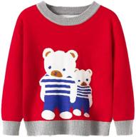 christmas sweater for toddler boy girl: knit pullover with xmas reindeer, elk, snowman - cartoon tops & sweatshirts logo