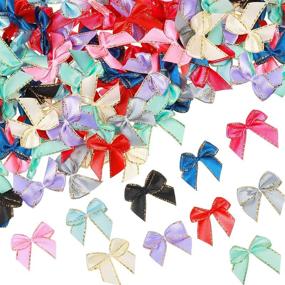 img 4 attached to 200 Mini Metallic Edge Satin Bowknot Christmas Ribbon Bows: Perfect for Present Wrapping, House Decor, Wedding Party Crafts - 10 Vibrant Colors!