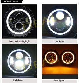 img 3 attached to 💡 High-quality 7" 75W Amber Turn Signal White High Low Beam LED Headlights with Classic DRL H4 Headlamp - 2x Headlight Assemblies for Models with 6012, 6014, 6015, H6017 Round Sealed Beam Headlight