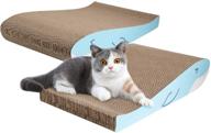 🐱 protect your furniture with comsaf cardboard cat scratcher: incline curved corrugated scratch bed lounge for indoor cats and kittens, reversible and durable - pack of 2 logo