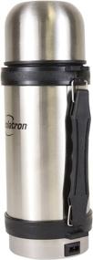 img 2 attached to 🌡️ Koolatron 12V Insulated Vacuum Flask with Heater, 1L, Silver & Black Stainless Steel, Push Button Dispenser, Ideal for Car, SUV, Truck, RV, Boat