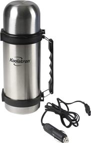 img 4 attached to 🌡️ Koolatron 12V Insulated Vacuum Flask with Heater, 1L, Silver & Black Stainless Steel, Push Button Dispenser, Ideal for Car, SUV, Truck, RV, Boat