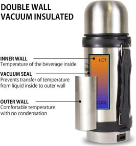 img 1 attached to 🌡️ Koolatron 12V Insulated Vacuum Flask with Heater, 1L, Silver & Black Stainless Steel, Push Button Dispenser, Ideal for Car, SUV, Truck, RV, Boat