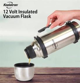 img 3 attached to 🌡️ Koolatron 12V Insulated Vacuum Flask with Heater, 1L, Silver & Black Stainless Steel, Push Button Dispenser, Ideal for Car, SUV, Truck, RV, Boat