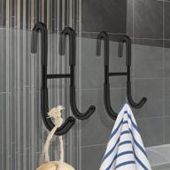 🚿 convenient drilling-free shower door hooks: 2 pack 304 stainless steel towel hooks for frameless glass, black finish for bathing suits, robes, towels, and more logo