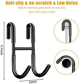 img 2 attached to 🚿 Convenient Drilling-Free Shower Door Hooks: 2 Pack 304 Stainless Steel Towel Hooks for Frameless Glass, Black Finish for Bathing Suits, Robes, Towels, and More