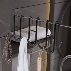 img 3 attached to 🚿 Convenient Drilling-Free Shower Door Hooks: 2 Pack 304 Stainless Steel Towel Hooks for Frameless Glass, Black Finish for Bathing Suits, Robes, Towels, and More