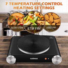 img 1 attached to 🔥 CUSIMAX Electric Burner Hot Plate for Cooking with Cast Iron Hot Plates, Adjustable Temperature Control, Non-Slip Rubber Feet, Stainless Steel, Easy to Clean - Your Trusted Kitchen Assistant for Seamless Cooking Experience