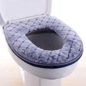 img 4 attached to 🚽 Подушечки для сиденья Huders для ванной комнаты - мягкое сиденье для унитаза на все сезоны, стиральное и комфортное, серого цвета.