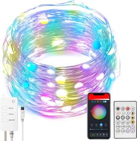 img 4 attached to Color Changing Christmas Lights: Smart Fairy Lights with Bluetooth Music Sync APP Remote Control - Waterproof & USB Powered for Holiday Xmas Decorations (32.8Ft, 66 LED String Lights)