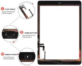 img 3 attached to 📱 SRJTEK iPad 5 Air 1st Gen Screen Replacement - White Touch Digitizer Glass Sensor Assembly with Home Button, Camera Holder, and Adhesive Stickers