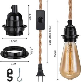 img 3 attached to 🔌 Elibbren Vintage Plug in Pendant Light Cord Kit with Switch - 13.12FT Twisted Hemp Rope, Industrial Style Lighting with E26 Lamp Socket - 1 Pack