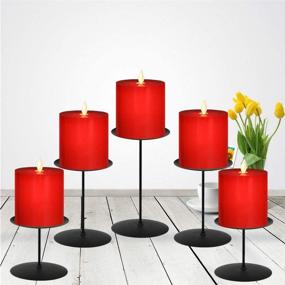 img 2 attached to 🕯️ Smtyle Red Flickering Candles with Remote Control - Realistic, Flameless & Bright Room Decor - Set of 5, 3x3 inches - Timer & Battery Operated