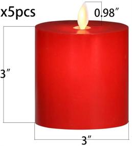 img 1 attached to 🕯️ Smtyle Red Flickering Candles with Remote Control - Realistic, Flameless & Bright Room Decor - Set of 5, 3x3 inches - Timer & Battery Operated