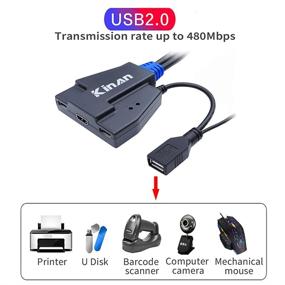 img 1 attached to 🖥️ Kinan KVM Switch HDMI 2 Port: Share Keyboard, Mouse, Monitor, Printer for 2 Computers with UHD 4K@60Hz Resolution and Remote Switch