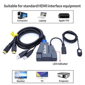 img 3 attached to 🖥️ Kinan KVM Switch HDMI 2 Port: Share Keyboard, Mouse, Monitor, Printer for 2 Computers with UHD 4K@60Hz Resolution and Remote Switch