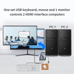 img 4 attached to 🖥️ Kinan KVM Switch HDMI 2 Port: Share Keyboard, Mouse, Monitor, Printer for 2 Computers with UHD 4K@60Hz Resolution and Remote Switch