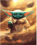 🎨 lspbn baby yoda star wars paint by numbers kit - diy adult & beginner kids canvas painting with acrylic, 3 brushes for easy crafts & hobby - no framed - oil painting kit for women logo