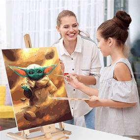 img 1 attached to 🎨 LSPBN Baby Yoda Star Wars Paint by Numbers Kit - DIY Adult & Beginner Kids Canvas Painting with Acrylic, 3 Brushes for Easy Crafts & Hobby - No Framed - Oil Painting Kit for Women