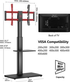 img 2 attached to FITUEYES Wood Base Floor TV Stand for 32-65 inch TVs, Modern Corner TV Stands for Bedroom, Height Adjustable Universal Swivel TV Mountoom