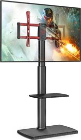 img 4 attached to FITUEYES Wood Base Floor TV Stand for 32-65 inch TVs, Modern Corner TV Stands for Bedroom, Height Adjustable Universal Swivel TV Mountoom