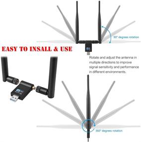 img 2 attached to Модернизированный беспроводной USB WiFi-адаптер с двумя антеннами Dual 5Dbi для ПК, ноутбука, 💻 настольного компьютера и Mac - 5G/2.4G WiFi USB для Windows 10/8/7/Vista/XP/Mac 10.6-10.15 – Адаптер высокой производительности для компьютерных сетевых подключений