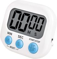 🍳 mitlker timer for kids - digital kitchen timer with magnetic back, loud ring and stand - perfect for cooking, classroom, bathroom, teachers, kids - white (js-118) logo