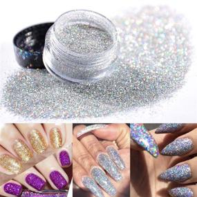 img 2 attached to Термолак Holographic Nail Glitter: 12 голографических лазерных цветов, сверхмелкий фестивальный косметический порошок для ногтей, лица, тела, глаз, волос - голографический порошок для ногтей, искусство маникюра с пайетками