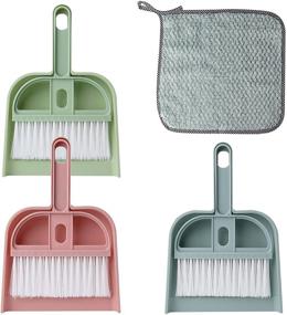 img 4 attached to 🧹 Set of 3 Erduoduo Dust Pans with Brushes - Mini Hand Brooms for Efficient Cleaning of Tables, Desks, Countertops, Keyboards