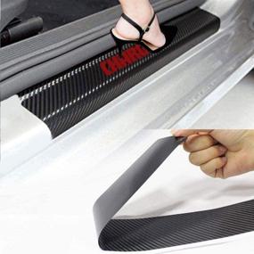 img 4 attached to SENYAZON Car Threshold Pedal Sticker for Dodge Charger - Red Carbon Fibre Vinyl Scuff Plate Decoration: Enhance Car Styling with Premium Car Accessories
