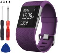 sophili fitbit surge watch replacement bands: metal buckle fitness wristband strap in purple/s - compatible for small and large sizes logo