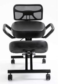 img 1 attached to 🪑 Stylish Ergonomic Kneeling Chair Featuring Plush Leather Cushions, Adjustable Height, Lumbar Support, Convenient Handles, Optimal Comfort for Back Pain Relief, Ideal for Remote Work & Office Use, Sleek Black Design Stork [Updated August 2021]