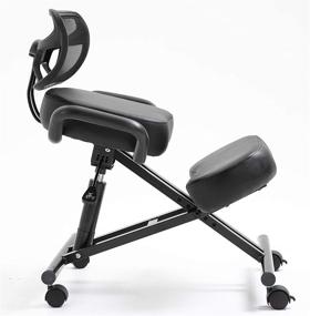 img 3 attached to 🪑 Stylish Ergonomic Kneeling Chair Featuring Plush Leather Cushions, Adjustable Height, Lumbar Support, Convenient Handles, Optimal Comfort for Back Pain Relief, Ideal for Remote Work & Office Use, Sleek Black Design Stork [Updated August 2021]