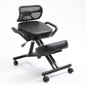 img 4 attached to 🪑 Stylish Ergonomic Kneeling Chair Featuring Plush Leather Cushions, Adjustable Height, Lumbar Support, Convenient Handles, Optimal Comfort for Back Pain Relief, Ideal for Remote Work & Office Use, Sleek Black Design Stork [Updated August 2021]