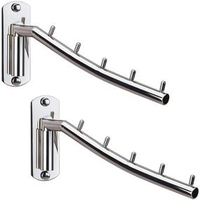 img 4 attached to 🧥 Zivisk 2 Pack Folding Wall Mounted Clothes Hanger Rack: Heavy Duty Coat Hook for Bathroom, Bedroom, Laundry Room - Silver