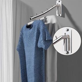 img 2 attached to 🧥 Zivisk 2 Pack Folding Wall Mounted Clothes Hanger Rack: Heavy Duty Coat Hook for Bathroom, Bedroom, Laundry Room - Silver