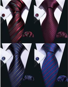 img 3 attached to Barry Wang Pocket Cufflink Designer Necktie Men's Accessories for Ties, Cummerbunds & Pocket Squares