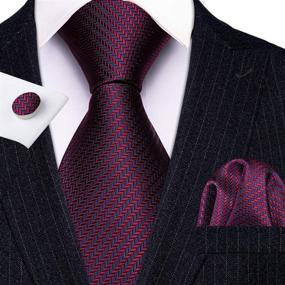 img 1 attached to Barry Wang Pocket Cufflink Designer Necktie Men's Accessories for Ties, Cummerbunds & Pocket Squares