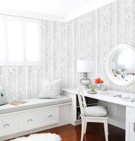 img 3 attached to 🏻 Guvana Gray and White Peel and Stick Wallpaper – Removable Self Adhesive Line Contact Paper for DIY Cabinets, Shelves, Drawers Décor - 17.7"x59