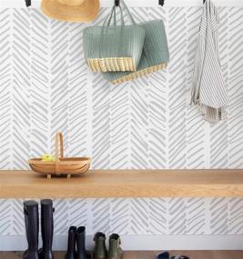 img 4 attached to 🏻 Guvana Gray and White Peel and Stick Wallpaper – Removable Self Adhesive Line Contact Paper for DIY Cabinets, Shelves, Drawers Décor - 17.7"x59