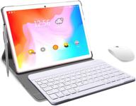 📱 10 inch android 9.0 go tablet - hd touchscreen 2-in-1 tablet with keyboard case, quad-core 1.3ghz processor, 4g+64gb storage, 4g phone call & wifi support – tablet pc logo