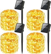 🌞 solar string lights outdoor: waterproof 4-pack, extra-long 288ft 800 led - each 72ft 200 led fairy lights with 8 lighting modes, perfect for patio, christmas, party, wedding логотип