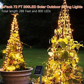 img 3 attached to 🌞 Solar String Lights Outdoor: Waterproof 4-Pack, Extra-Long 288Ft 800 LED - Each 72FT 200 LED Fairy Lights with 8 Lighting Modes, Perfect for Patio, Christmas, Party, Wedding