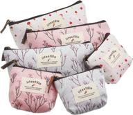 🌸 6-pack canvas floral patterns pencil case set - multifunctional cosmetic makeup bag & coin purse logo