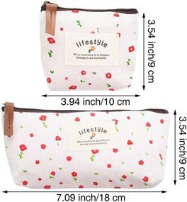 img 2 attached to 🌸 6-Pack Canvas Floral Patterns Pencil Case Set - Multifunctional Cosmetic Makeup Bag & Coin Purse