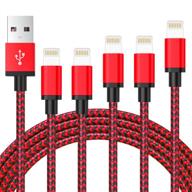 🔌 apple mfi certified iphone charger, 5pack lightning cable (3/3/6/6/10ft) - nylon braided fast charging usb cord for iphone 12/11/pro/xs max/x/8/7/plus/6s/6/se/5s and more logo